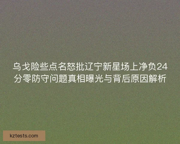 乌戈险些点名怒批辽宁新星场上净负24分零防守问题真相曝光与背后原因解析
