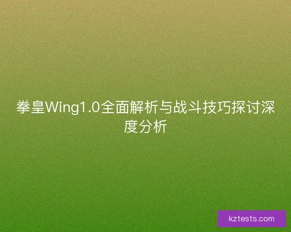 拳皇Wing1.0全面解析与战斗技巧探讨深度分析