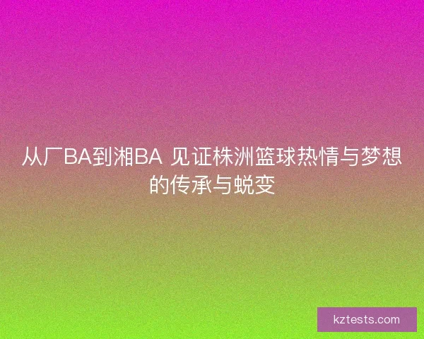 从厂BA到湘BA 见证株洲篮球热情与梦想的传承与蜕变
